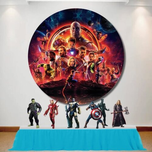 Kit Vingadores Guerra Infinita Painel Redondo e Totem