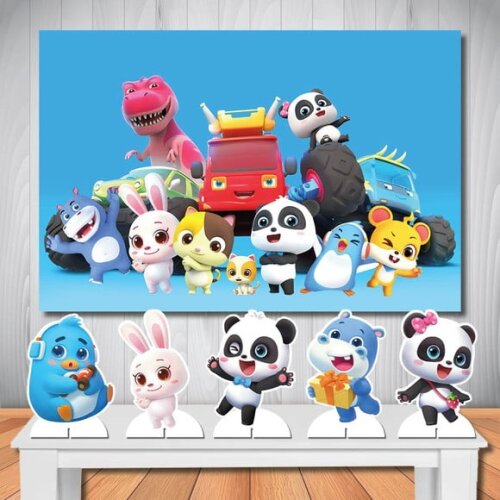 Painel de Aniversário Mega 1,5x1,0m e Kit Display Babybus