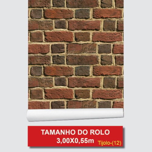 Papel de Parede Tijolos Vermelho Cinza Queimado 3d