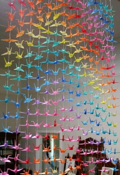 10 Fileiras de Origami Tsurus