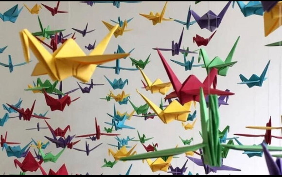 10 Fileiras de Origami Tsurus