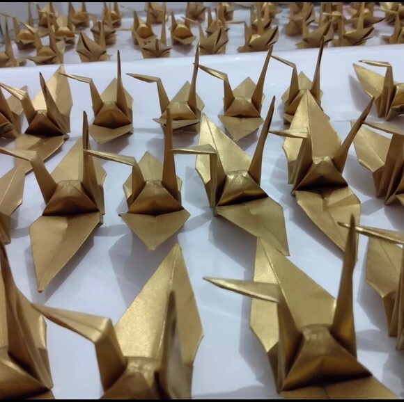 1000 Origami Tsurus 8cm Dourado