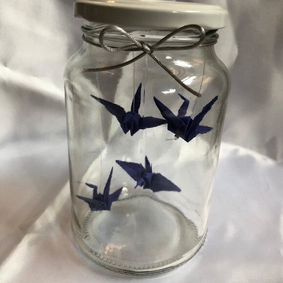 Pote com Origamis Tsurus