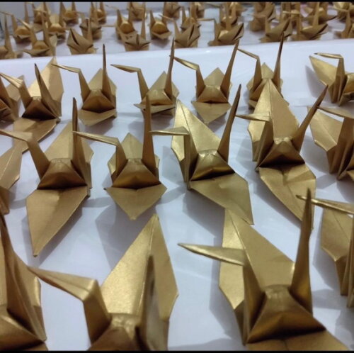 1000 Origami Tsurus 8cm Dourado