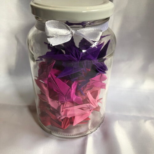 Pote com Origamis Tsurus