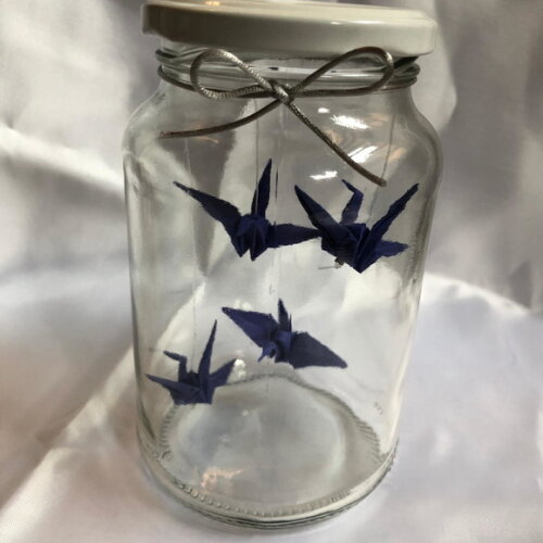 Pote com Origamis Tsurus