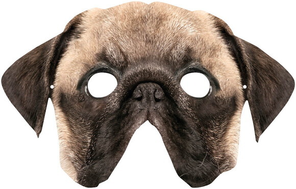 6 Máscara de Papel Personalizada Pug