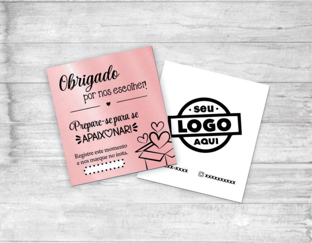 Cartão Agradecimento Personalizado 9x10cm 50 un.
