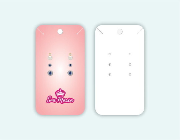 Cartelas Personalizadas Tag Trio de Brincos e Colar 50 un.
