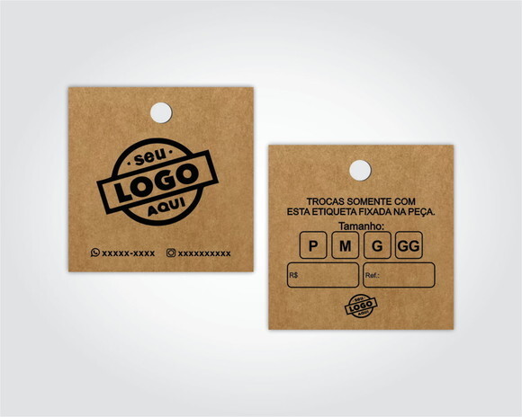 1000 Tags Personalizadas Quadradas em Kraft