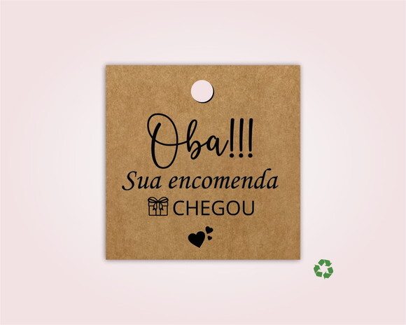 1000 Tags Personalizadas Quadradas em Kraft