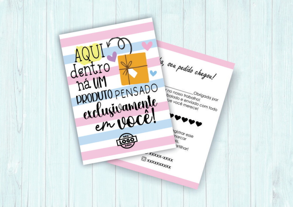 250 un. Cartão Agradecimento Personalizado 9x15cm
