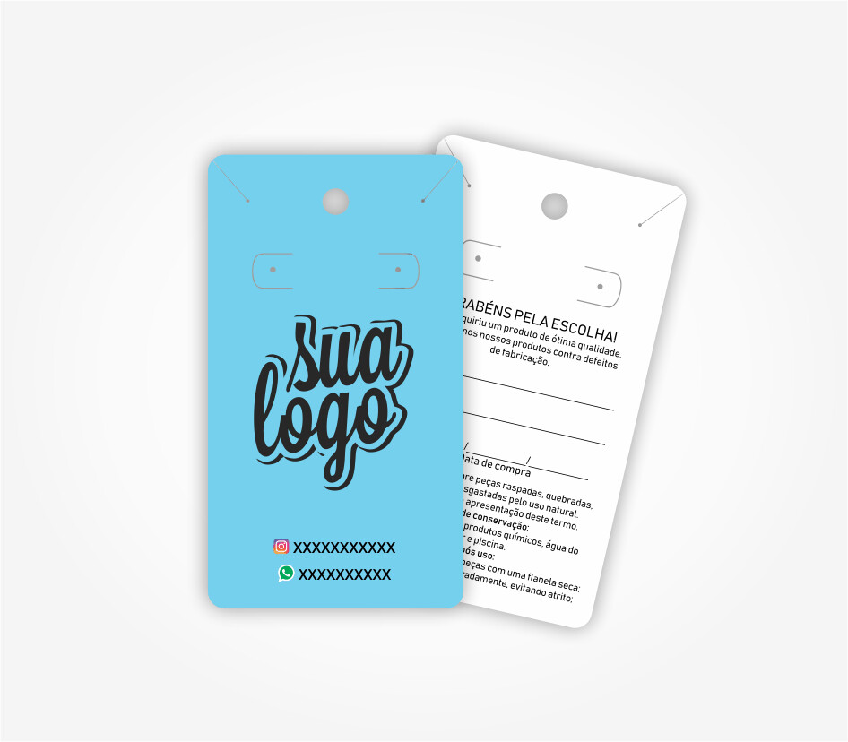 500 un. Cartela Personalizada Brincos e Colar Frente e Verso