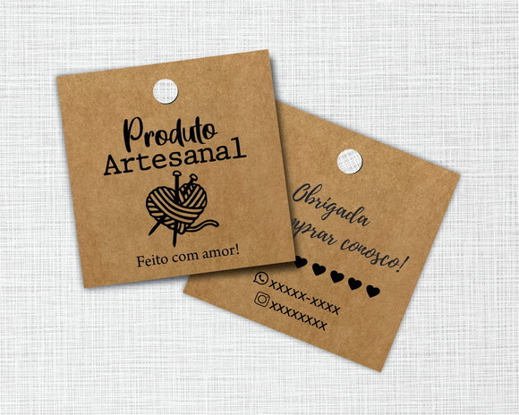 25 Tags Personalizadas Quadradas Kraft