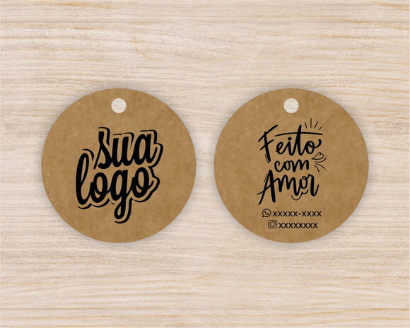 50 Tags Personalizadas Kraft Redondas