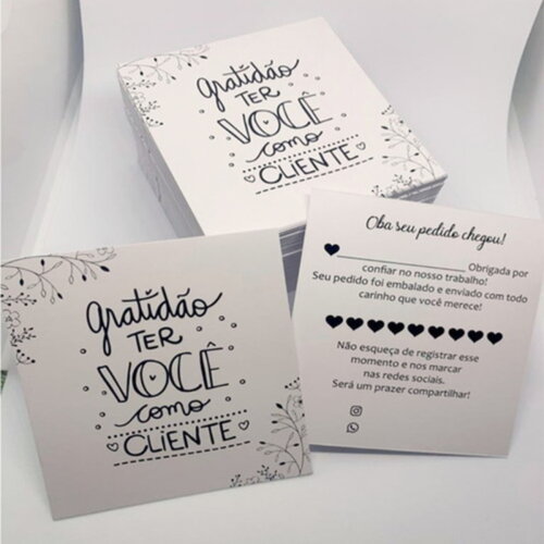 10000 Mini Cartões Agradecimento Personalizados