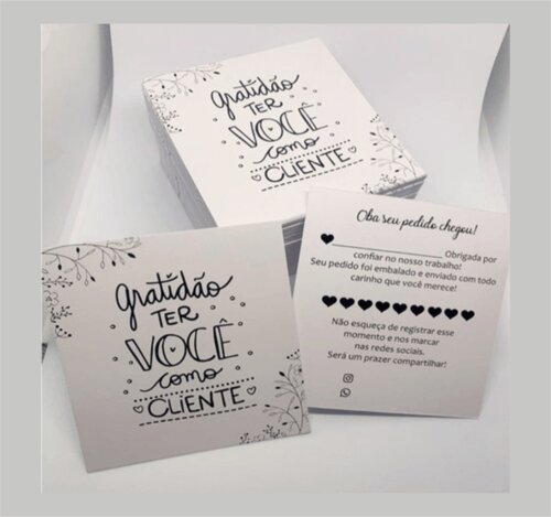 Cartão Agradecimento Personalizado 9x10cm 100 un