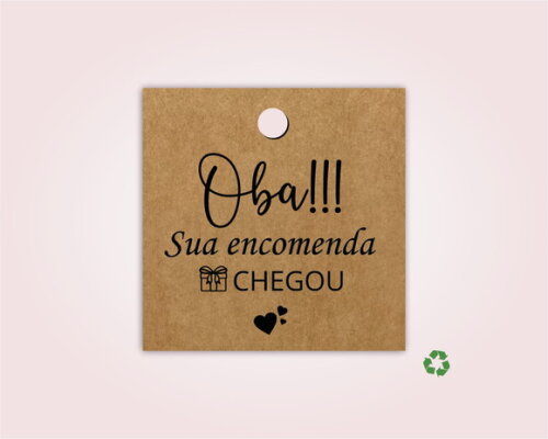 1000 Tags Personalizadas Quadradas em Kraft