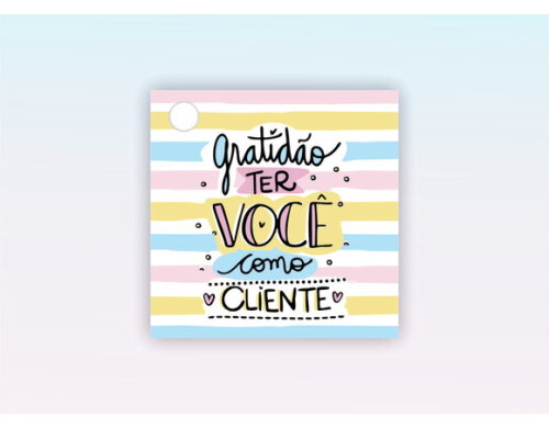 100 un. Tag Personalizada Quadrada Roupas e Produtos