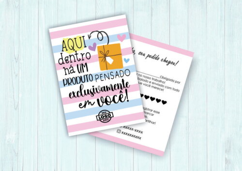 Cartão Agradecimento Personalizado 9x15cm 50 un.