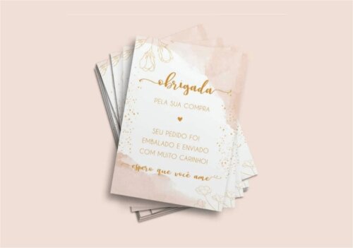 100 un. Cartão Agradecimento Personalizado 9x15cm