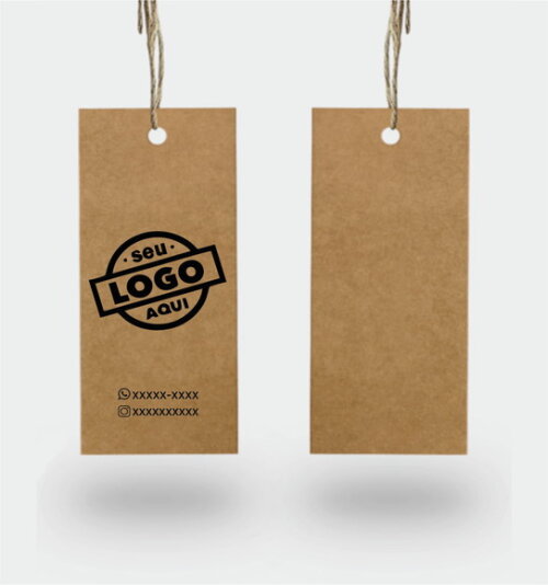 2000 Tags Personalizadas em Kraft  Só frente