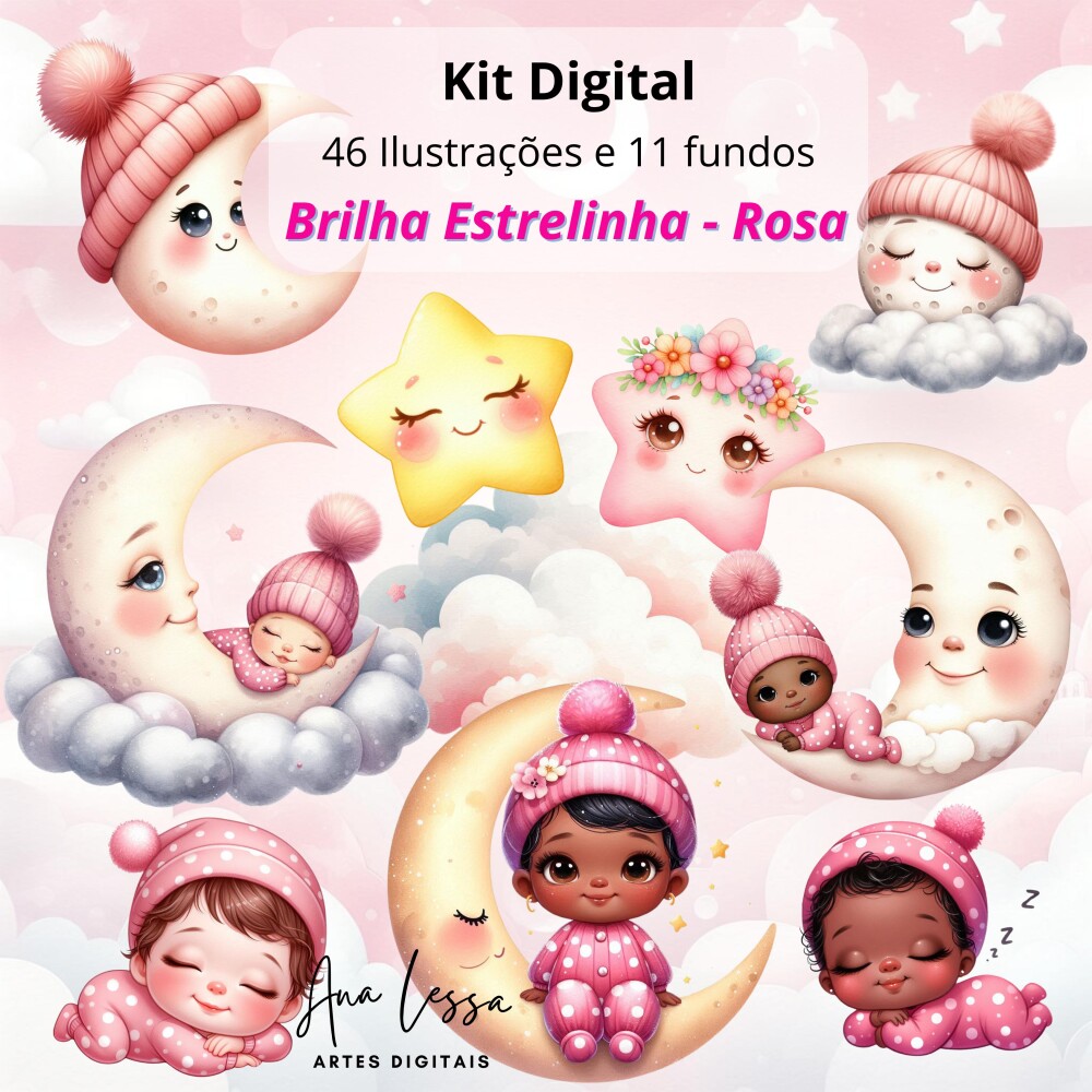 Kit Digital Brilha Estrelinha - Rosa