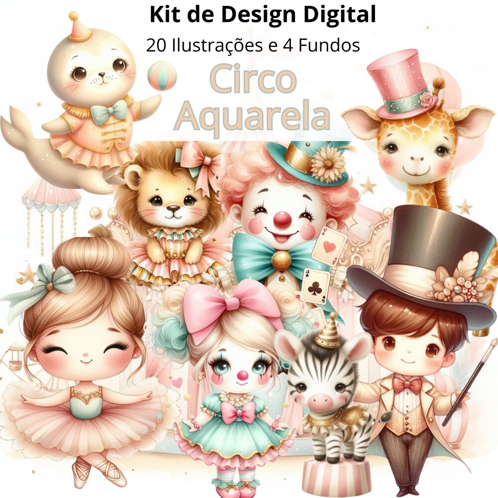 Kit Digital Circo Aquarela