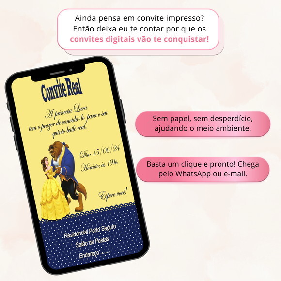 Convite Digital a Bela e a Fera