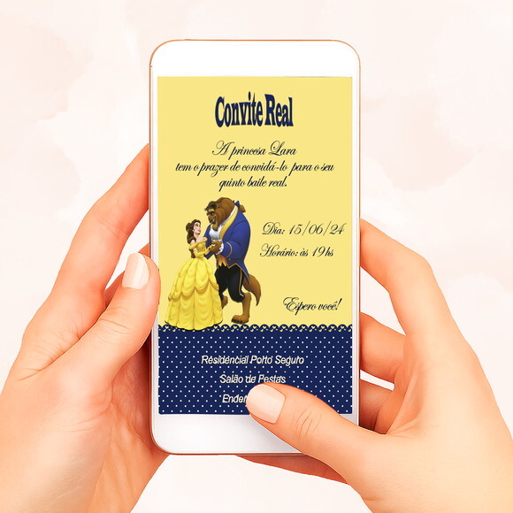 Convite Digital a Bela e a Fera