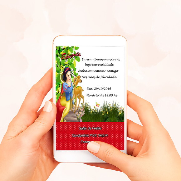 Convite Digital Branca de Neve
