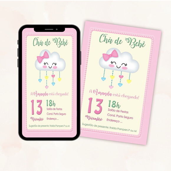 Convite Digital Chá de Bebê Chuva de Amor