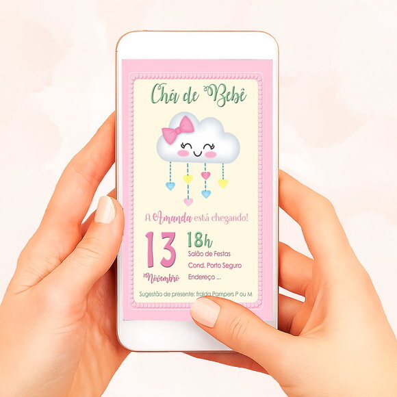 Convite Digital Chá de Bebê Chuva de Amor