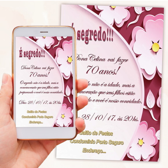 Convite Digital Floral 3d