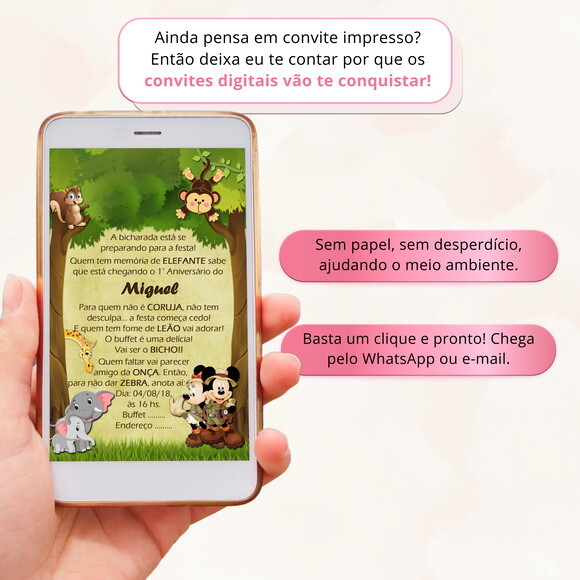 Convite Digital Safari da Disney - Modelo 2