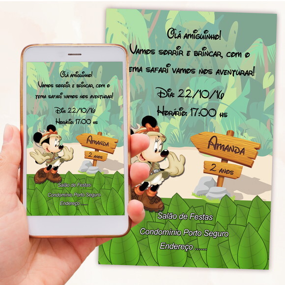Convite Digital Safari da Minnie