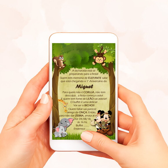 Convite Digital Safari da Disney - Modelo 2