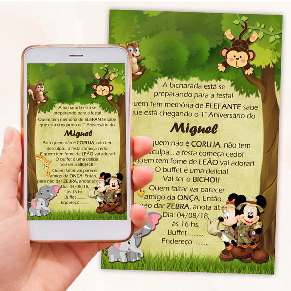Convite Digital Safari da Disney - Modelo 2