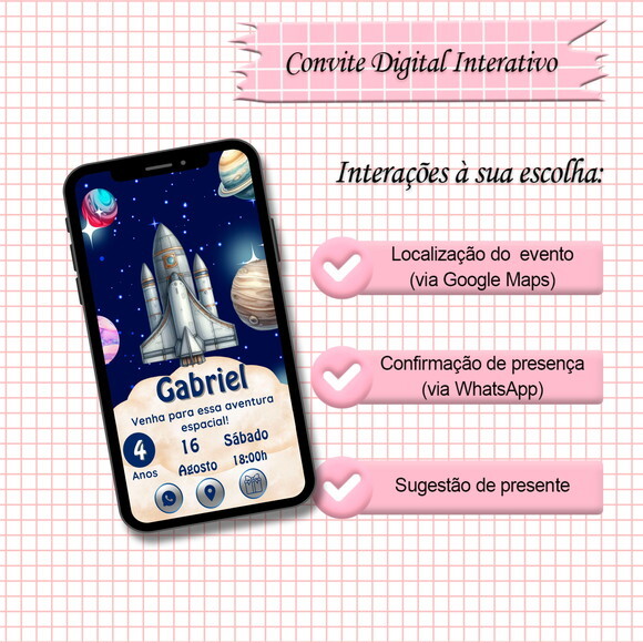 Convite Interativo Astronauta