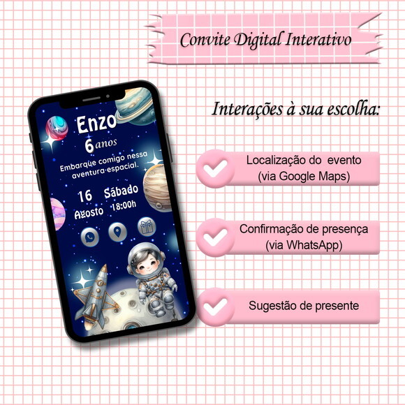 Convite Interativo Astronauta