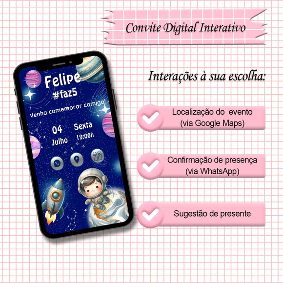 Convite Interativo Astronauta