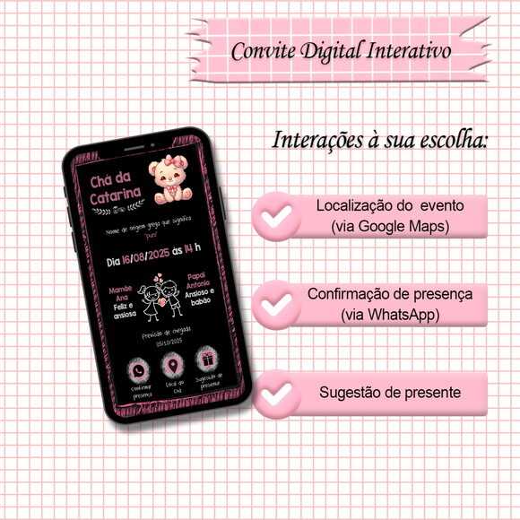 Convite Interativo Chá de Bebê Menina