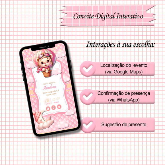 Convite Interativo Chá de Bebê Menina