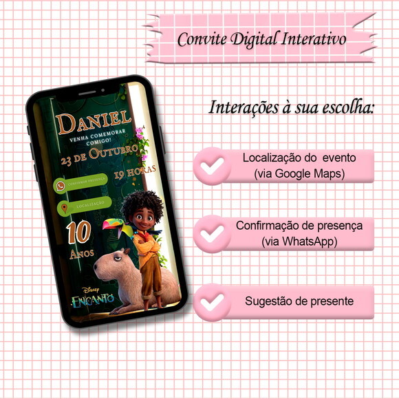 Convite Interativo Encanto - Modelo 06