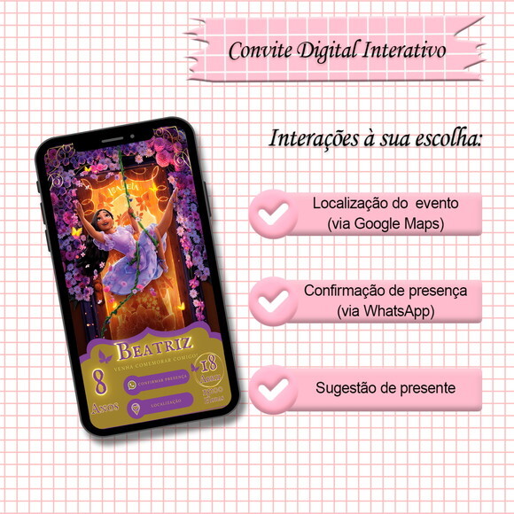 Convite Interativo Encanto - Modelo 07