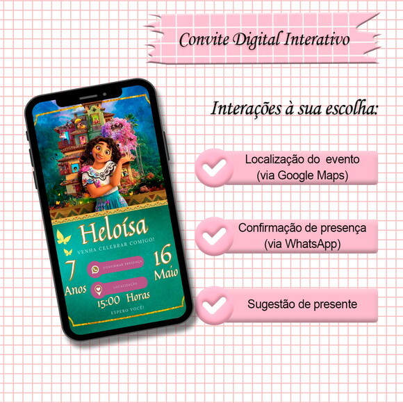Convite Interativo Encanto - Modelo 08