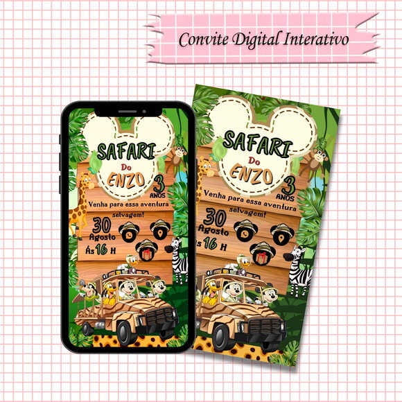 Convite Interativo Mickey Safari