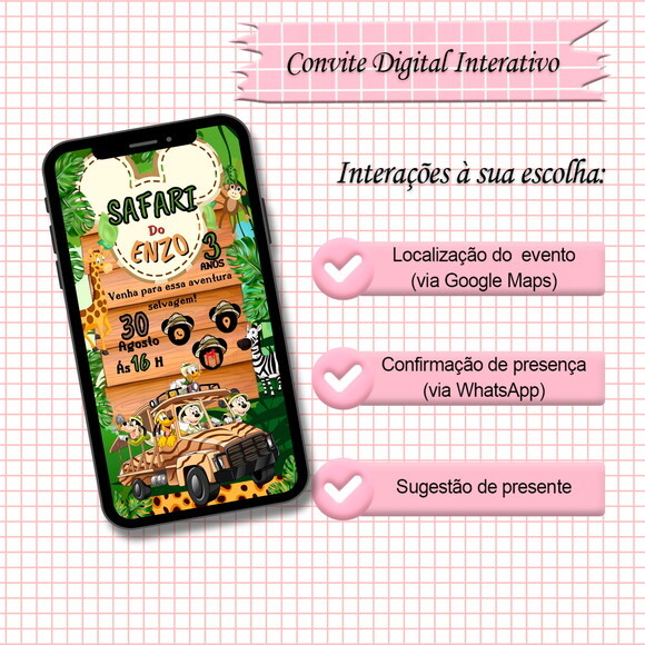 Convite Interativo Mickey Safari