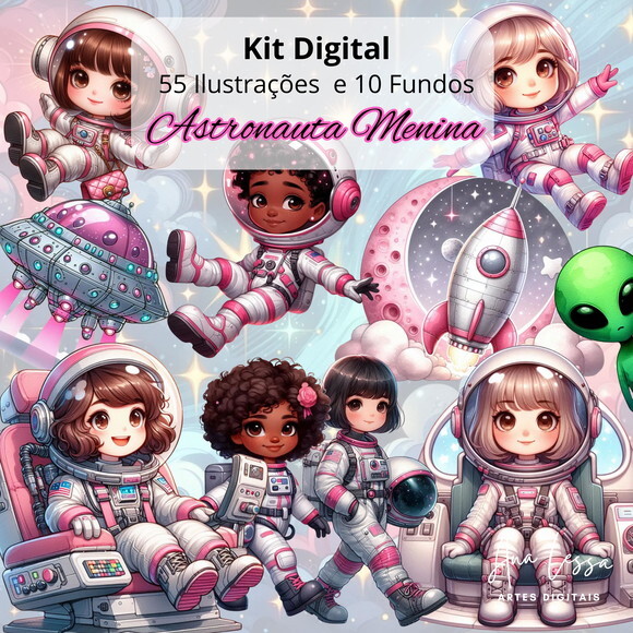 Kit Digital Astronauta Menino + Kit Dig. Astronauta Menina