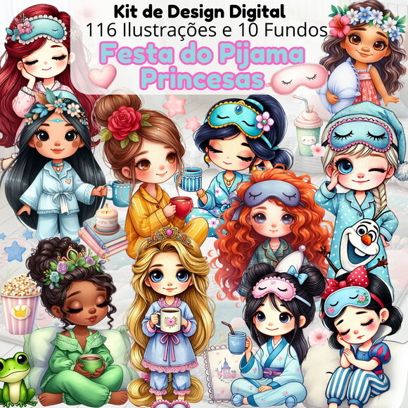 Kit Digital Festa do Pijama Princesas